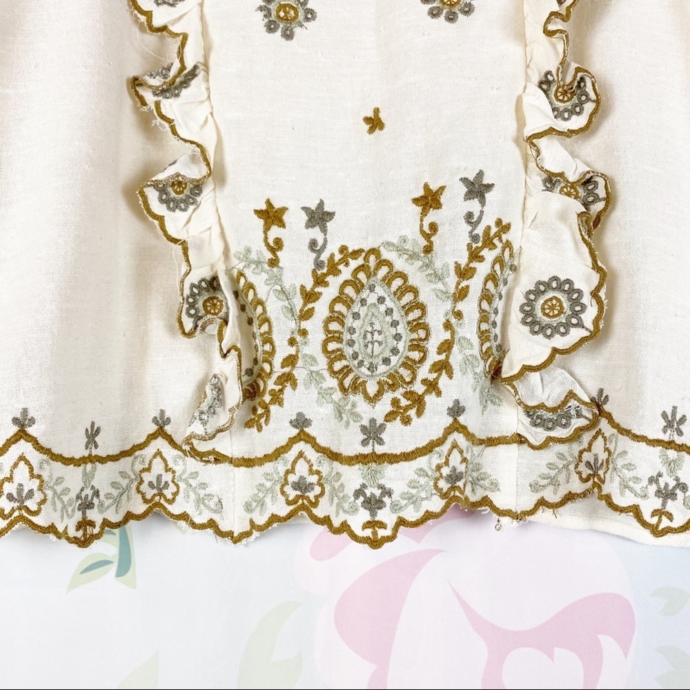 NEW ZARA Cottage Core Embroidered Boho Blouse XS - Picture 4 of 10